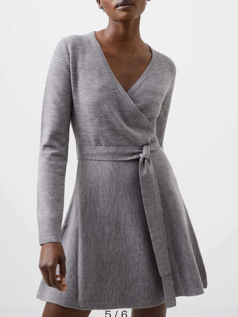 Long Sleeve Faux Wrap Sweater Dress